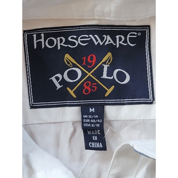 Horseware Ireland Country Western Women’s Junior M 8/10 Shirt White Button Polo - Picture 9 of 11